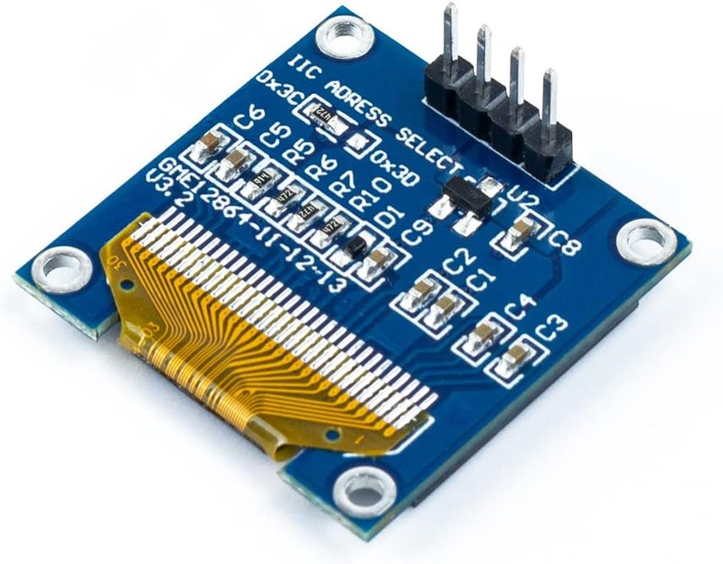 Hosyond 5 قطع وحدة عرض OLED I2C IIC بحجم 0.96 بوصة 12864 128x64 بكسل SSD1306 شاشة OLED صغيرة ذات إضاءة ذاتية متوافقة مع Arduino Raspberry Pi (أزرق وأصفر) - Image 4